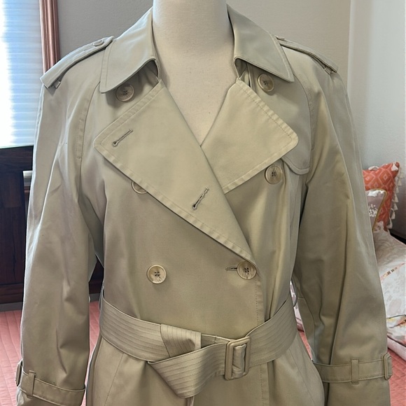 London Fog Classic Double-Breasted Belted Wool zip out liner Trench Coat sz 8P - Picture 2 of 16